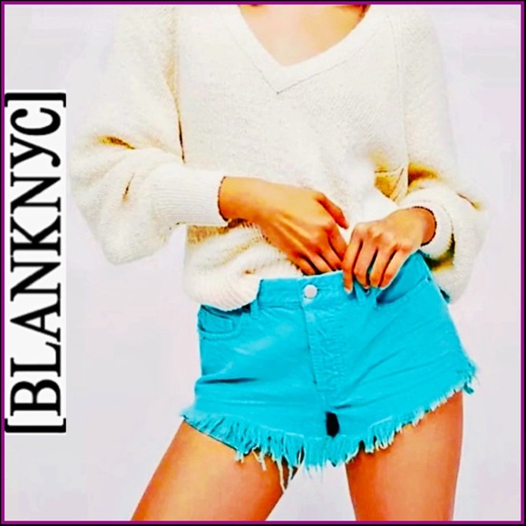 Blank NYC Pants - BLANKNYC TURQUOISE CUT- OFF SHORTS 25